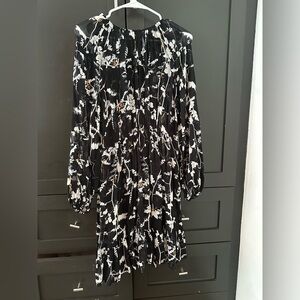 Kooples Black and white floral dress with matching slip